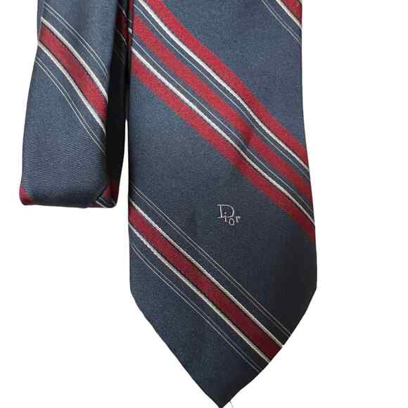 Dior Other - Christian Dior Navy Striped Silk Blend Neck Tie